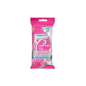 تیغ سه لبه صابون دار 5 عددی زنانه آدرویت ADROIT